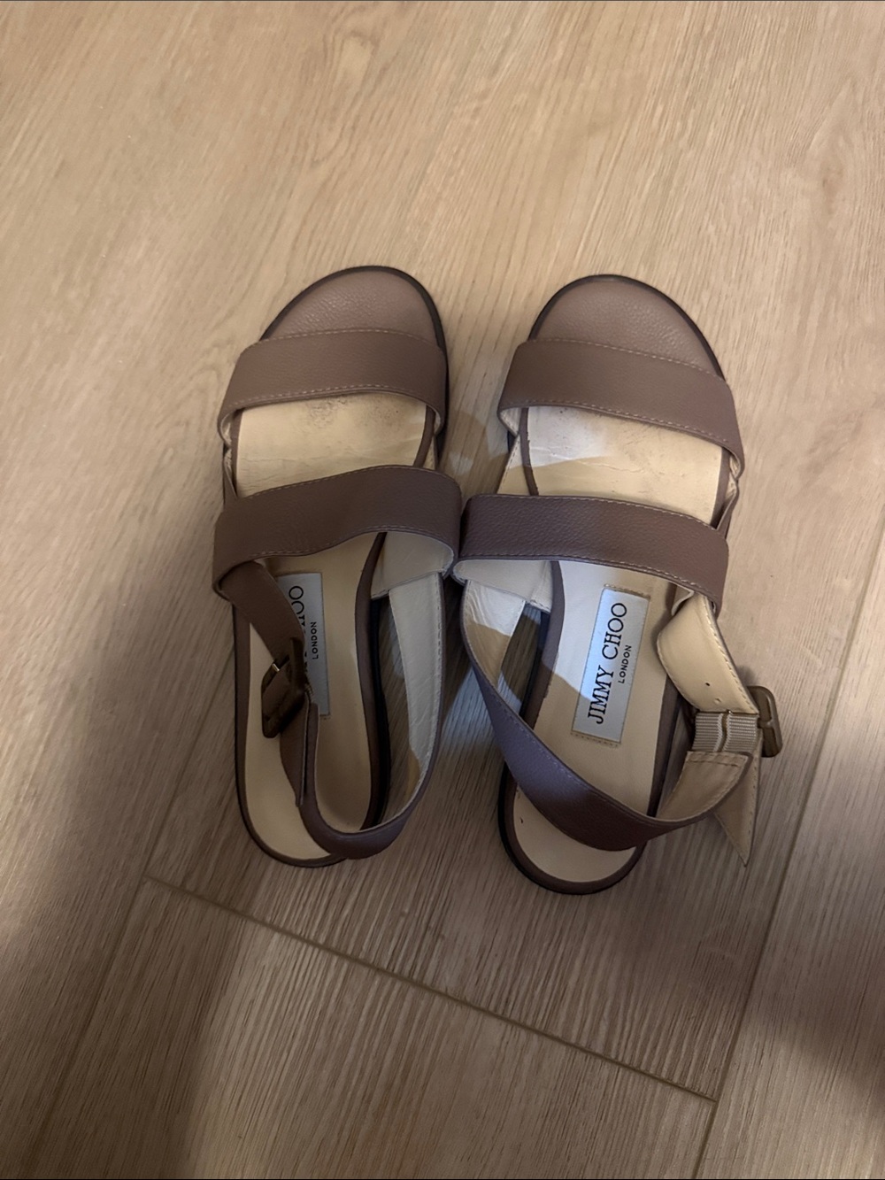 Jimmy Choo Kids Taupe Leather Strap Sandals